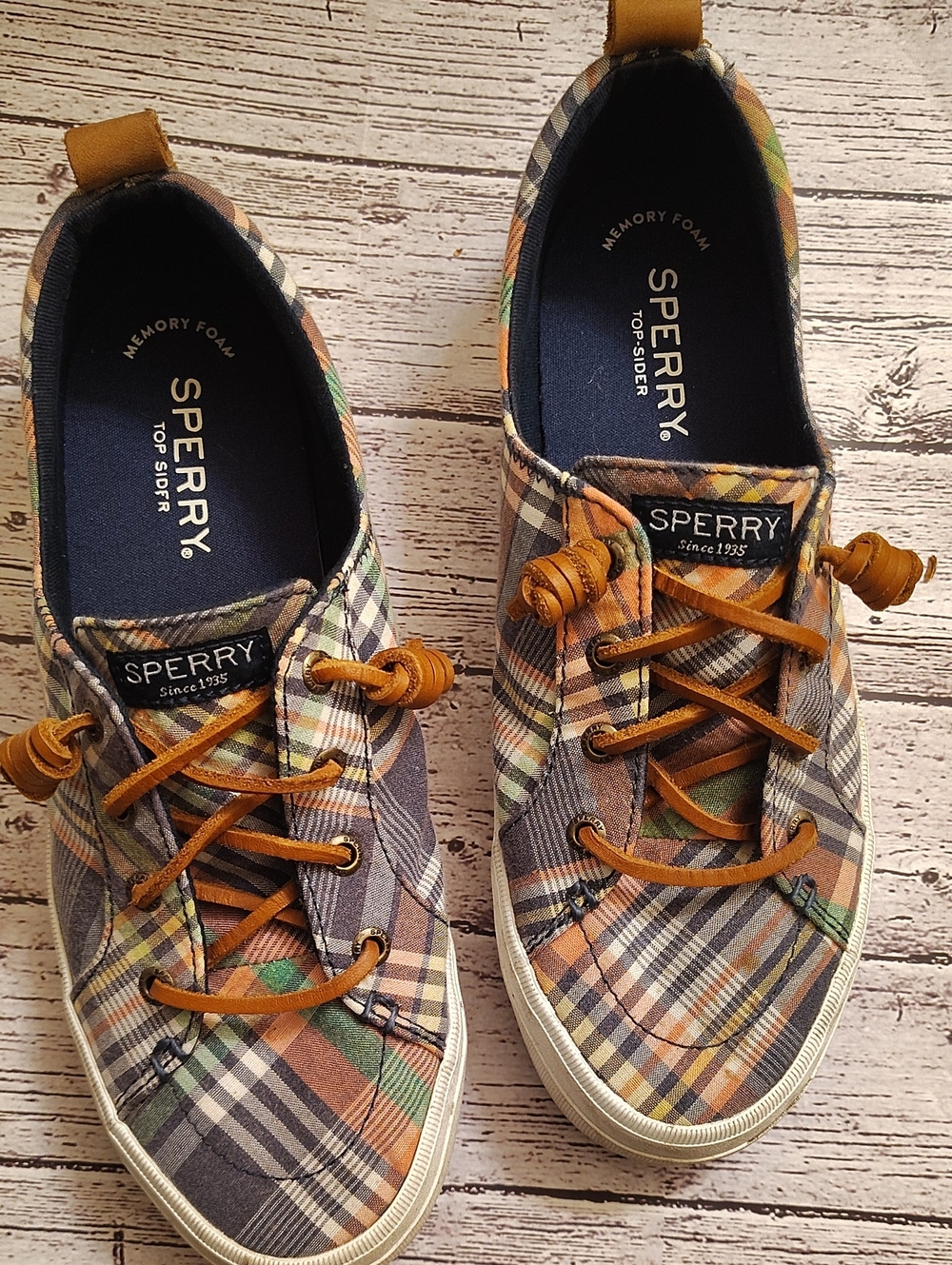 Sperry Plaid Canvas Top-Siders with Tan Accents